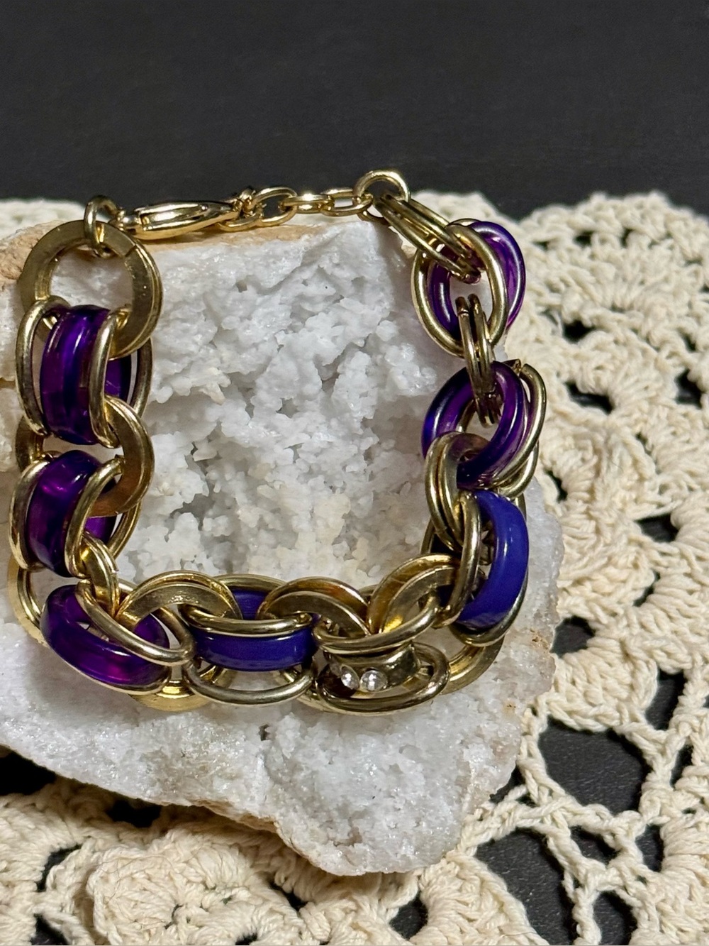 Gold and Purple Link Bracelet - Coldwater Creek